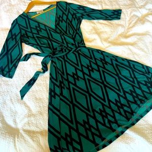 Green and black Leota wrap dress